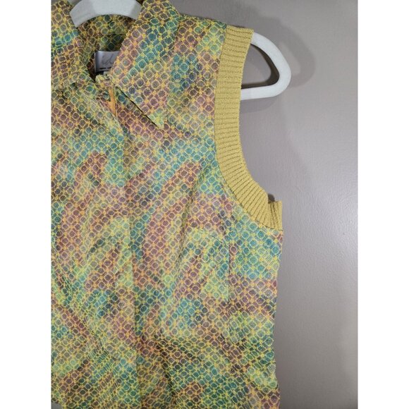 Full Zip ids Express Collection Yellow Collared Sweater Vest Sz L Psychedelic - Picture 3 of 7